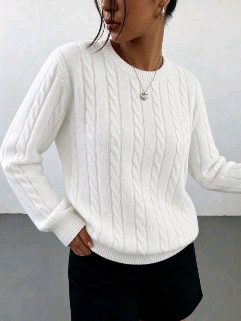 Ivory Twisted Knit Sweater